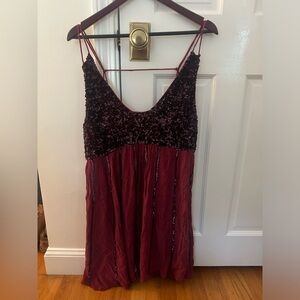 Sequined free people red dress size large